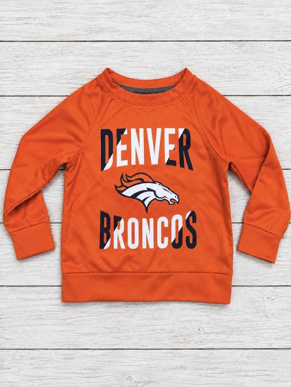 NFL Denver Broncos Kids Long Sleeve Pullover Fleece Sweatshirt Size Small